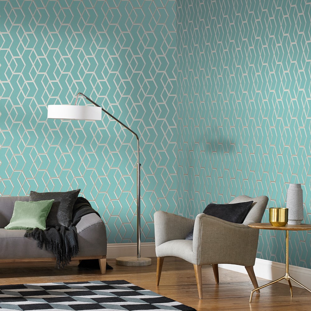 Archetype Wallpaper 104732 by Graham & Brown in Mint White Gold